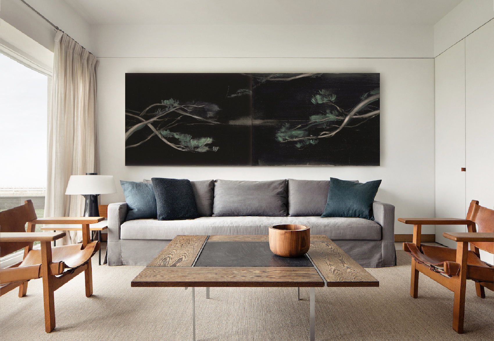 Pine- Abstract Diptych Canvas Art | Large Luxury Wall Print | Brume Art | Luxury Wall Decor | Large Canvas Wall Art | Oversized Wall Hanging-Brume art