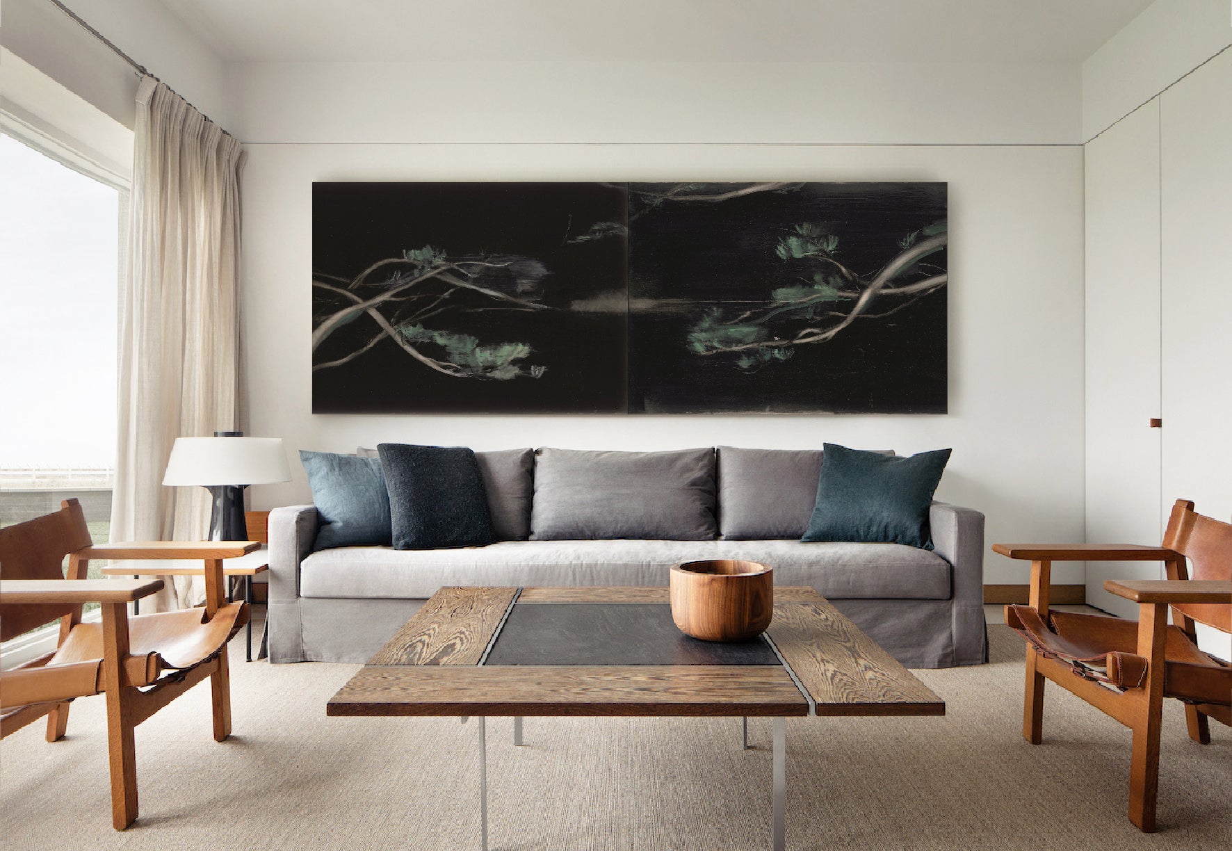 Pine- Abstract Diptych Canvas Art | Large Luxury Wall Print | Brume Art | Luxury Wall Decor | Large Canvas Wall Art | Oversized Wall Hanging-Brume art