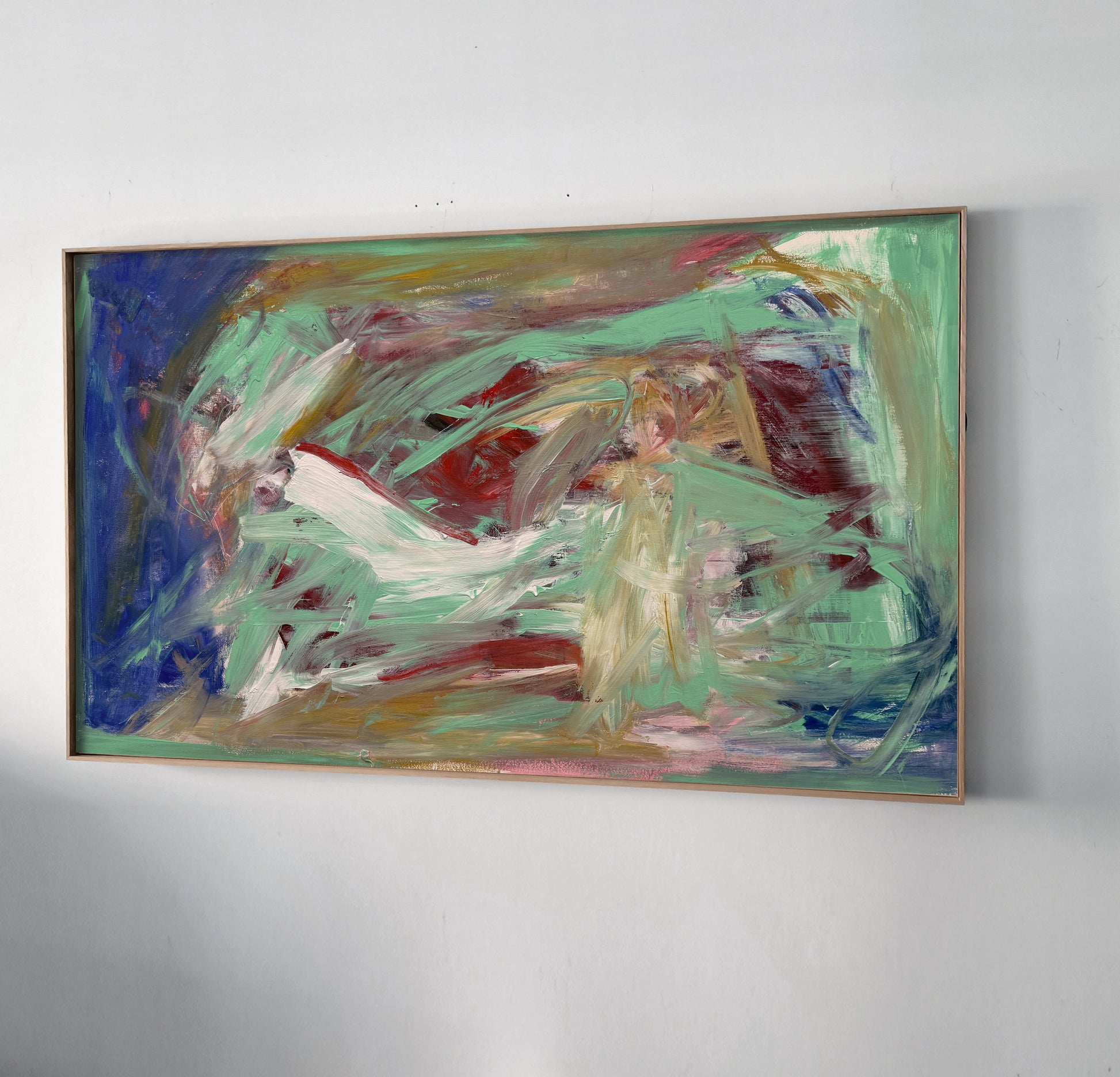 Abstract painting with bold colors on a white wall Depth – Bold Abstract Canvas Print | Large Luxury Wall Art | Brume Art