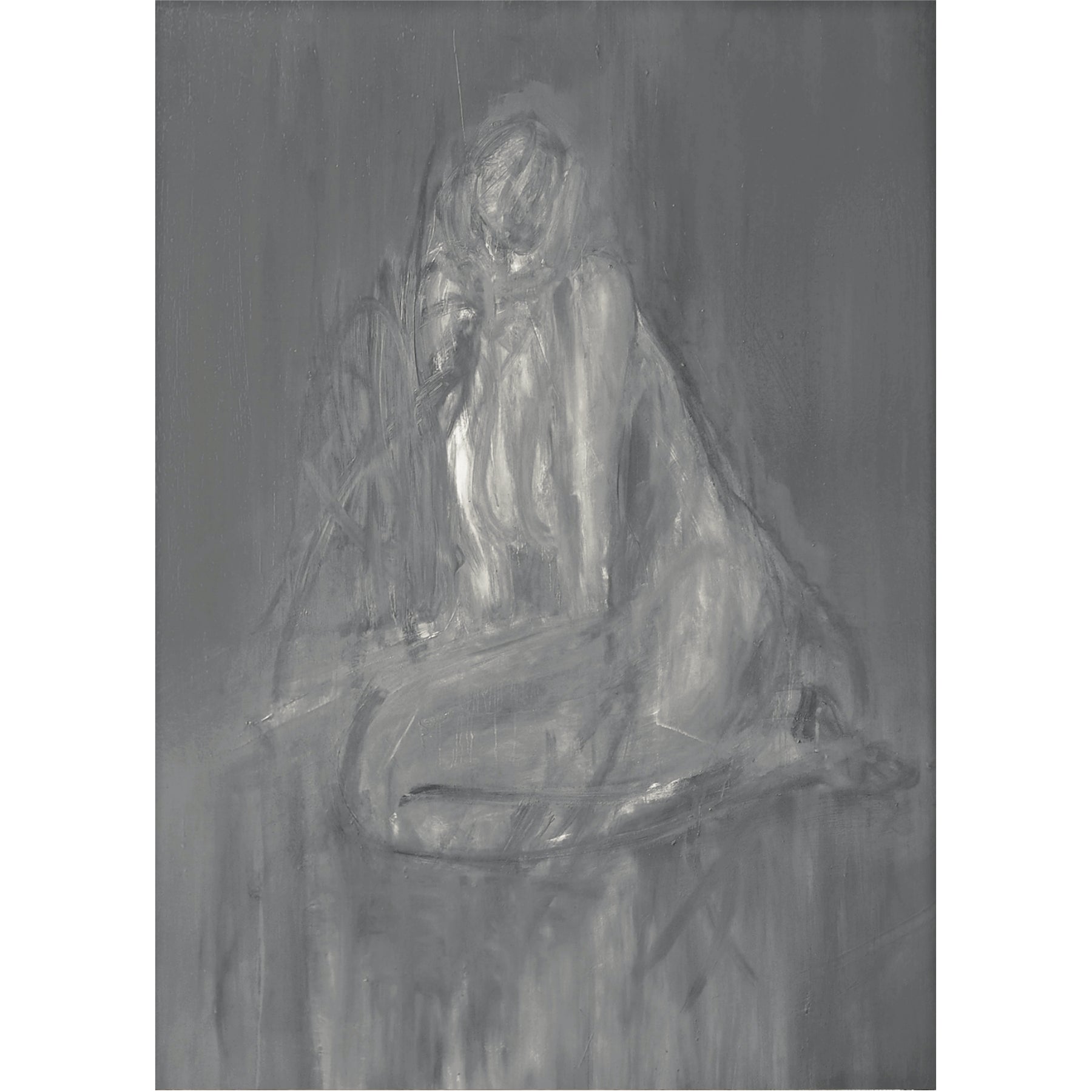 Abstract black and white painting of a draped figure Still 2 – Serene Abstract Canvas Print | Premium Luxury Wall Art | Brume Art