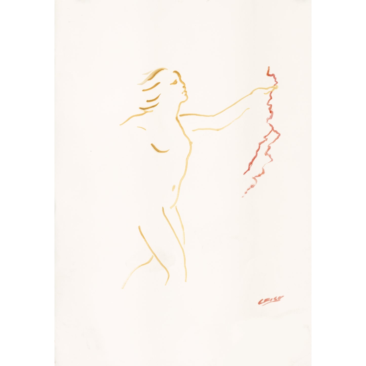 Artistic line drawing of a dancer on a white background Reach – Figurative Abstract Canvas Print | Premium Wall Art | Brume Art