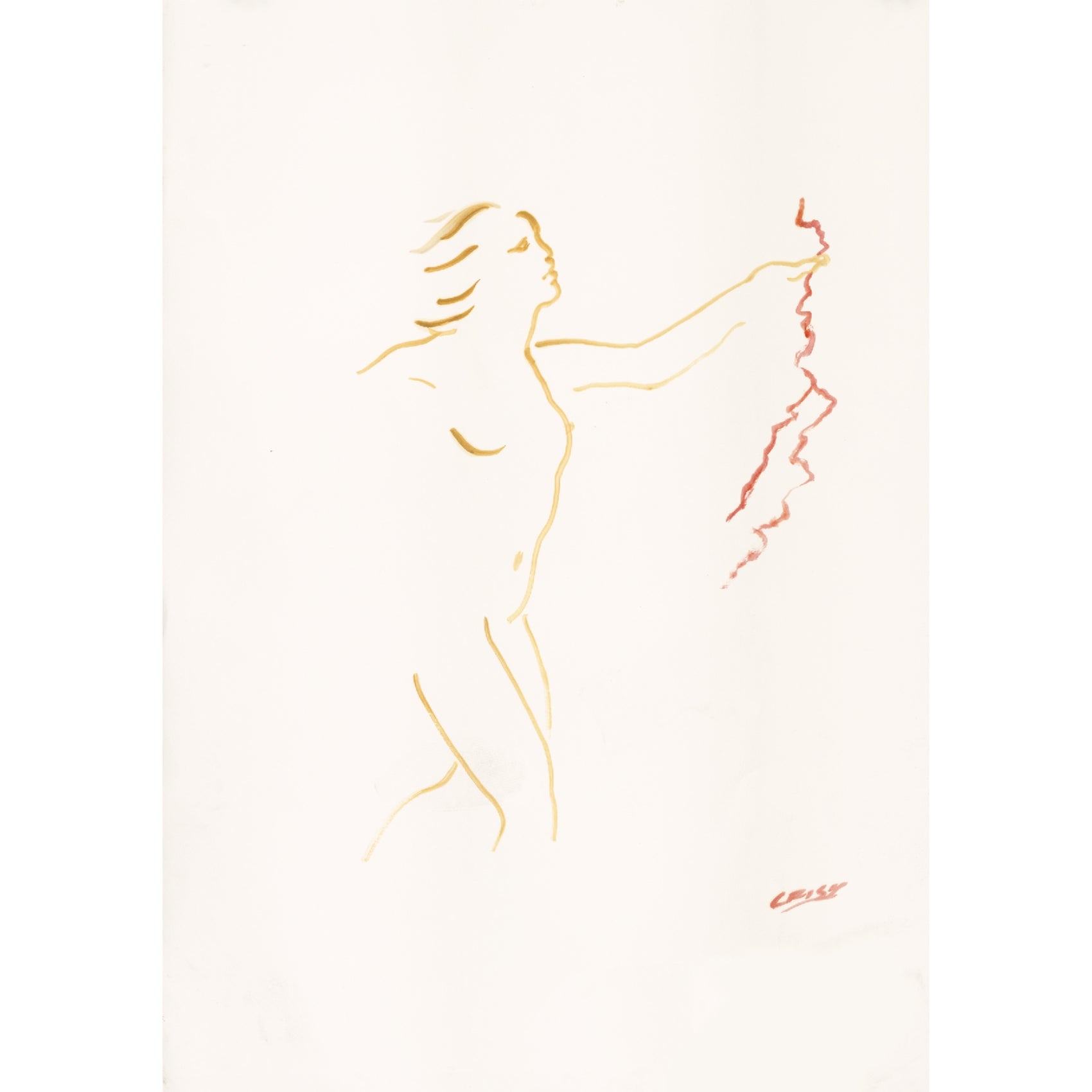 Artistic line drawing of a dancer on a white background Reach – Figurative Abstract Canvas Print | Premium Wall Art | Brume Art