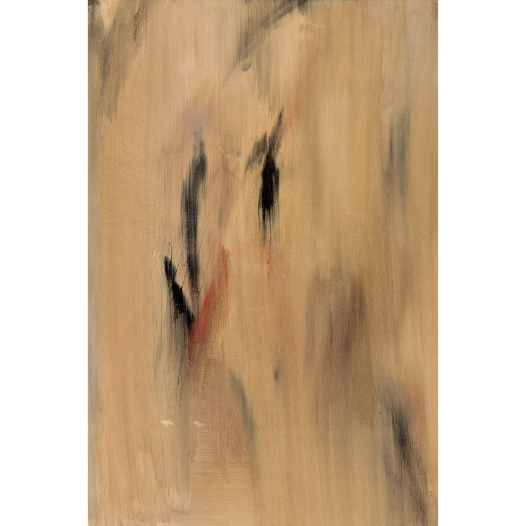 Abstract painting with brown and black brush strokes on a beige background Field Yellow 2 – Landscape Canvas Wall Art | Premium Luxury Print | Brume Art