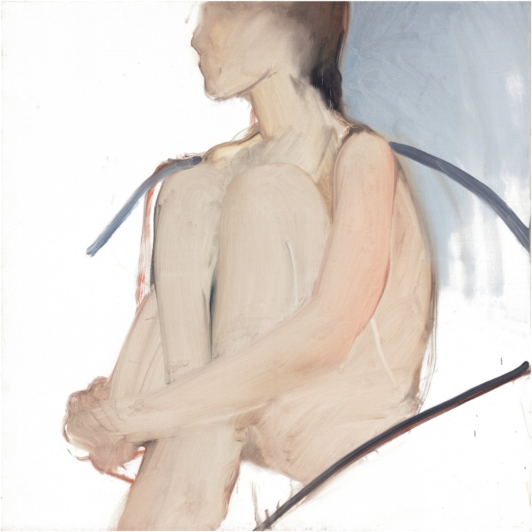 Person wearing a sheer beige top with a blurred background Held body – Figurative Canvas Wall Art | Contemporary Luxury Print | Brume Art