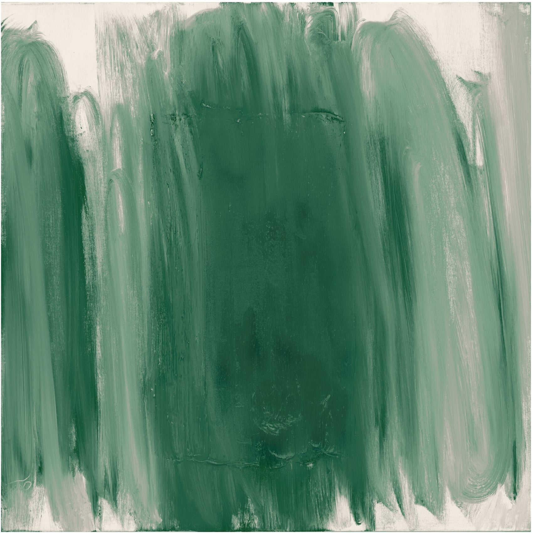 Abstract painting with green and gray brush strokes on a white background  Field green 3 – Textured Abstract Canvas Art | Premium Luxury Wall Decor | Brume Art