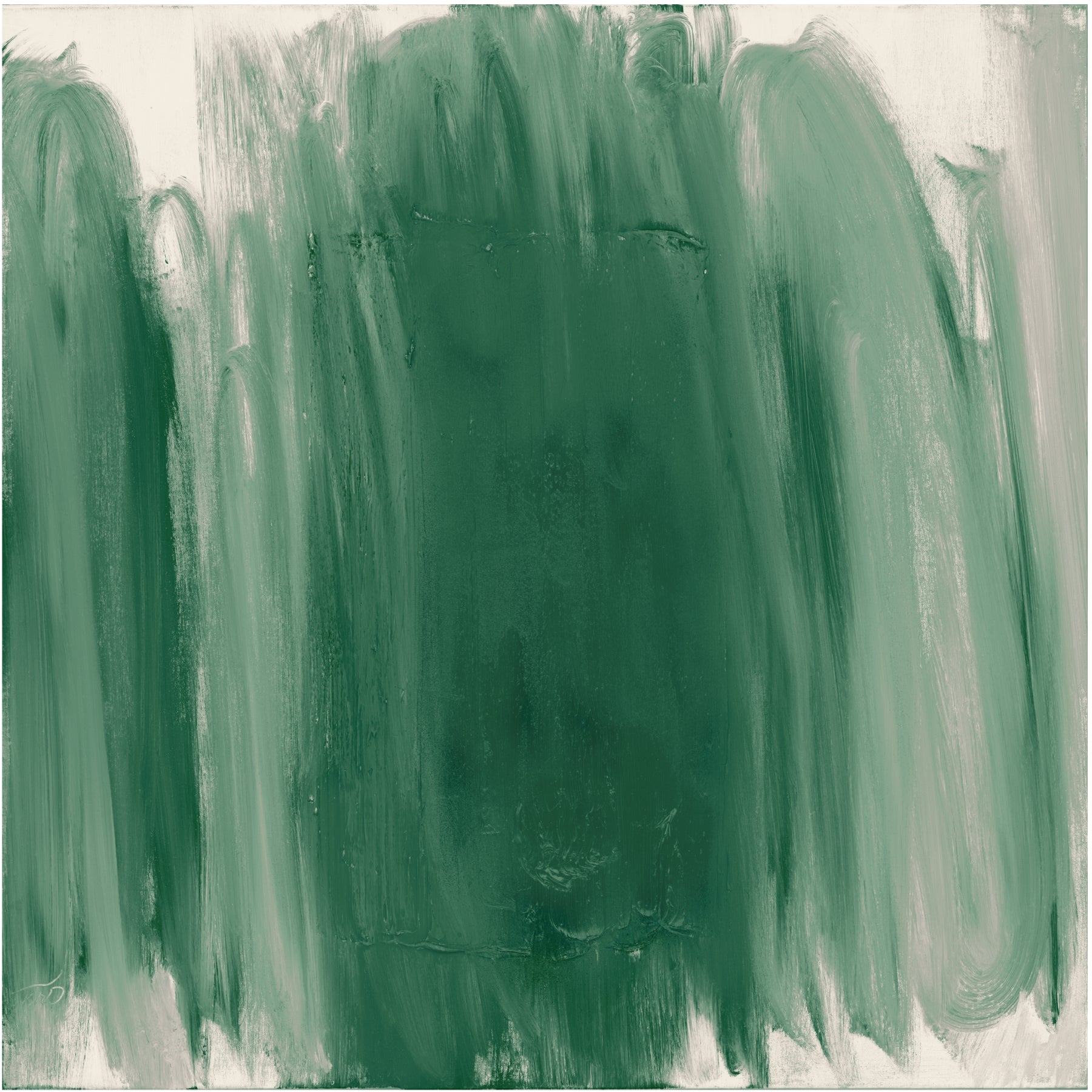 Abstract painting with green and gray brush strokes on a white background  Field green 3 – Textured Abstract Canvas Art | Premium Luxury Wall Decor | Brume Art