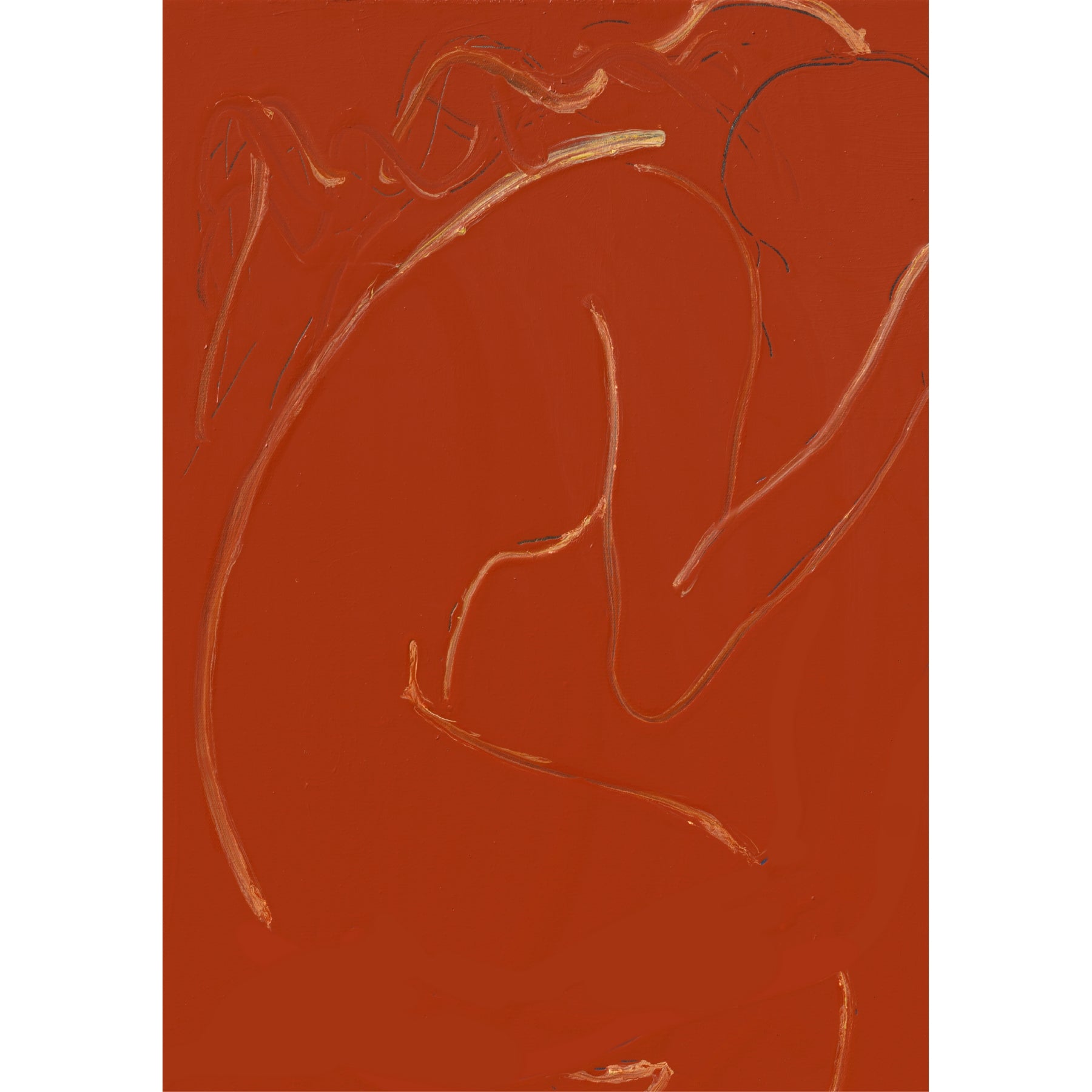 Abstract artwork with wavy lines on a red background Presence 2 – Figurative Abstract Canvas | Premium Wall Art | Brume Art