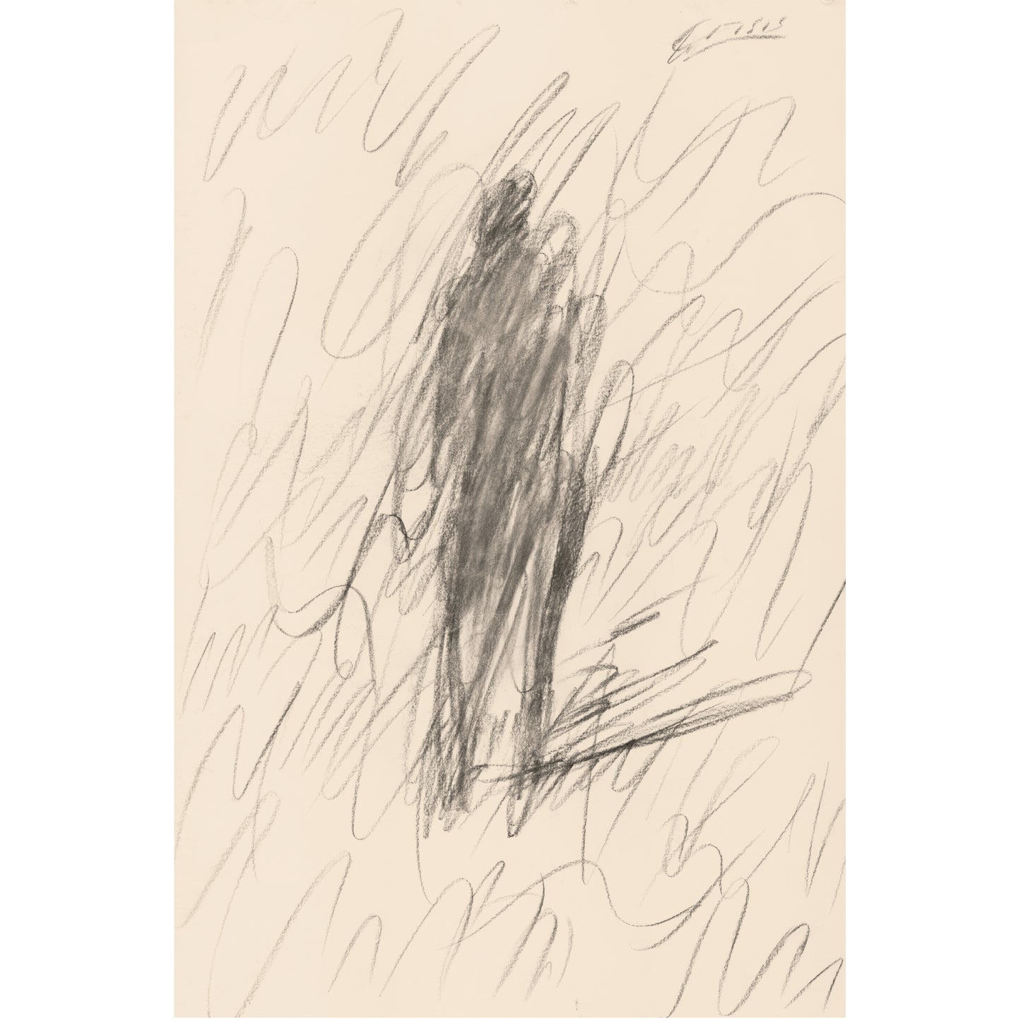 Abstract black ink drawing on beige paper. Silhouette Sketch – Figurative Sketch Canvas Print | Luxury Wall Art | Brume Art