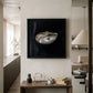 Framed artwork of an oyster shell on a wall in a modern interior setting. Pearl – Elegant Abstract Canvas Wall Art | Luxury Giclée Print | Brume Art