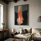Living room with a couch, coffee table, and wall art. Flame – Expressive Abstract Canvas Art | Large Luxury Wall Print | Brume Art