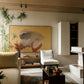 Modern living room with a large abstract painting, comfortable furniture, and decorative elements. Soft Body – Figurative Abstract Canvas Print | Premium Wall Art | Brume Art