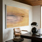 Modern office with abstract painting, desk, and chair. Field Yellow – Landscape Canvas Wall Art | Large Luxury Print | Brume Art