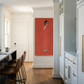 Modern kitchen interior with a red painting on the wall The Woman in Red – Portrait Canvas Wall Art | Large Luxury Print | Brume Art