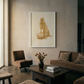 Modern living room with a brown sofa, armchair, and coffee table with a vase of flowers. Still 3 – Serene Abstract Canvas Print | Premium Luxury Wall Art | Brume Art