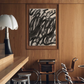 Modern interior with wooden walls, a lamp, and abstract art. Noise 2 – Textured Abstract Canvas Art | Premium Luxury Wall Decor | Brume Art