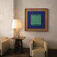 Living room with beige armchair, side table, and abstract painting on wall. Frame 2 - Bold Abstract Canvas Print | Large Luxury Wall Art | Brume Art| Luxury Wall Decor | Large Canvas Wall Art | Oversized Wall Hanging-Brume art