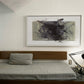 Modern bedroom with a bed, lamp, and abstract painting on the wall. Tension 2 – Bold Abstract Canvas Print | Large Luxury Wall Art | Brume Art