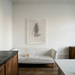 Modern kitchen with a bench, countertop, and wall art. Silhouette Sketch – Figurative Sketch Canvas Print | Luxury Wall Art | Brume Art