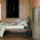 Vintage bedroom with ornate wallpaper, bed, and decorative elements. Strike 2 – Bold Abstract Canvas Wall Art | Premium Luxury Print | Brume Art