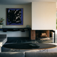 Modern living room with abstract painting, gray sofa, and oval coffee table. Noise 5 – Bold Abstract Canvas Print | Large Luxury Wall Art | Brume Art