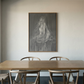 Dining room with wooden table and chairs, and a framed artwork on the wall. Still 2 – Serene Abstract Canvas Print | Premium Luxury Wall Art | Brume Art