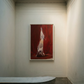 Artistic depiction of a nude figure on a red background in an elegant room. Painting of a dog standing on its hind legs against a red background Suspension – Nature Canvas Wall Art | Large Luxury Print | Brume Art
