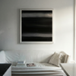 Framed abstract artwork on a white wall above a sofa in a living room. Horizon 2 – Bold Abstract Canvas Wall Art | Premium Luxury Print | Brume Art