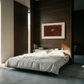 Modern bedroom with wooden wall, bed, and artwork silent run – Contemporary Animal Canvas Art | Luxury Wall Decor | Brume Art