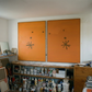 Orange wall panels with abstract designs in a studio setting Marks – Bold Abstract Canvas Wall Art | Premium Luxury Print | Brume Art
