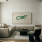 Modern living room with abstract artwork on the wall Green Snake – Nature Canvas Wall Art | Large Luxury Print | Brume Art