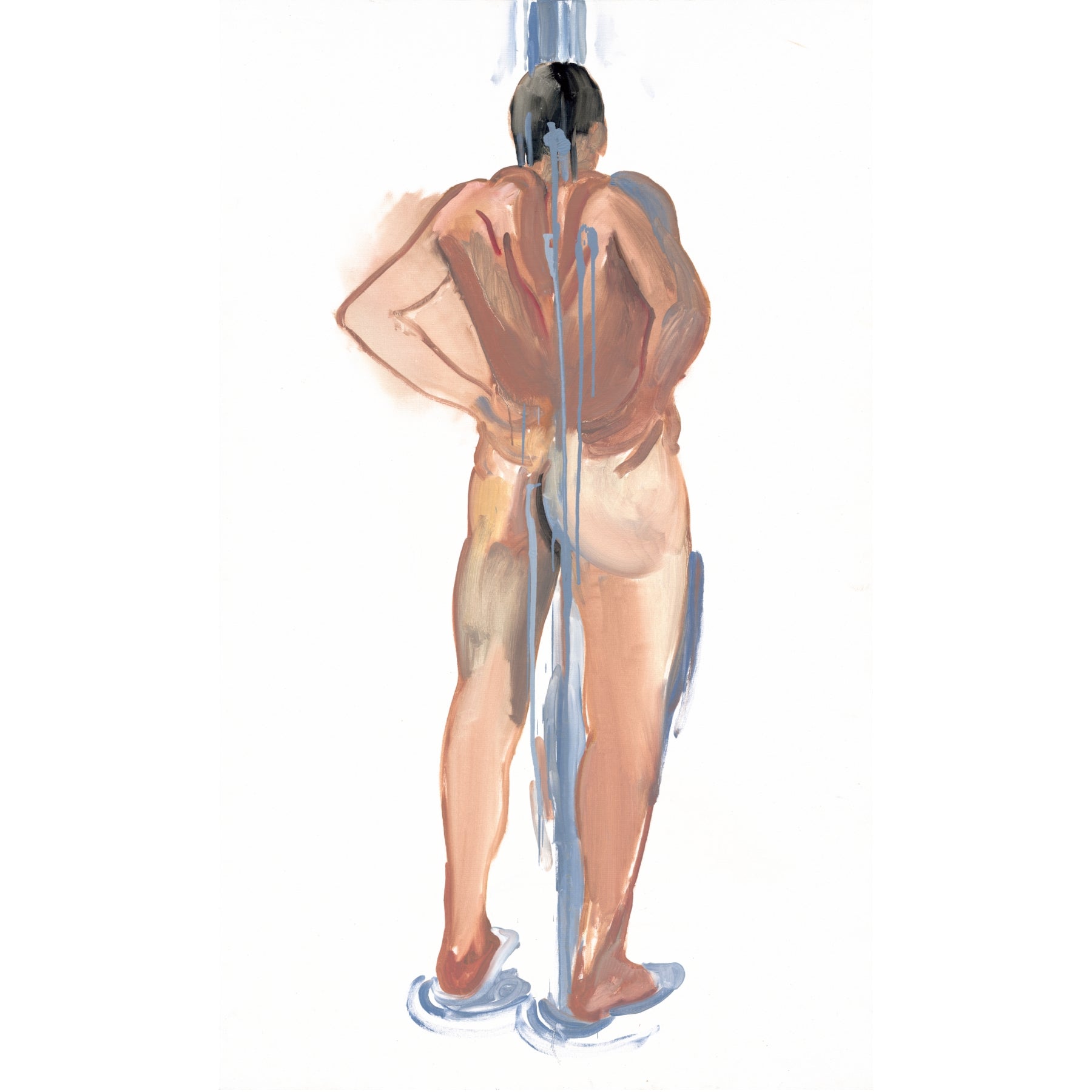 Anatomical illustration of a human body with highlighted muscles on a white background  red Man bathing – Portrait Canvas Wall Art | Large Luxury Print | Brume Art