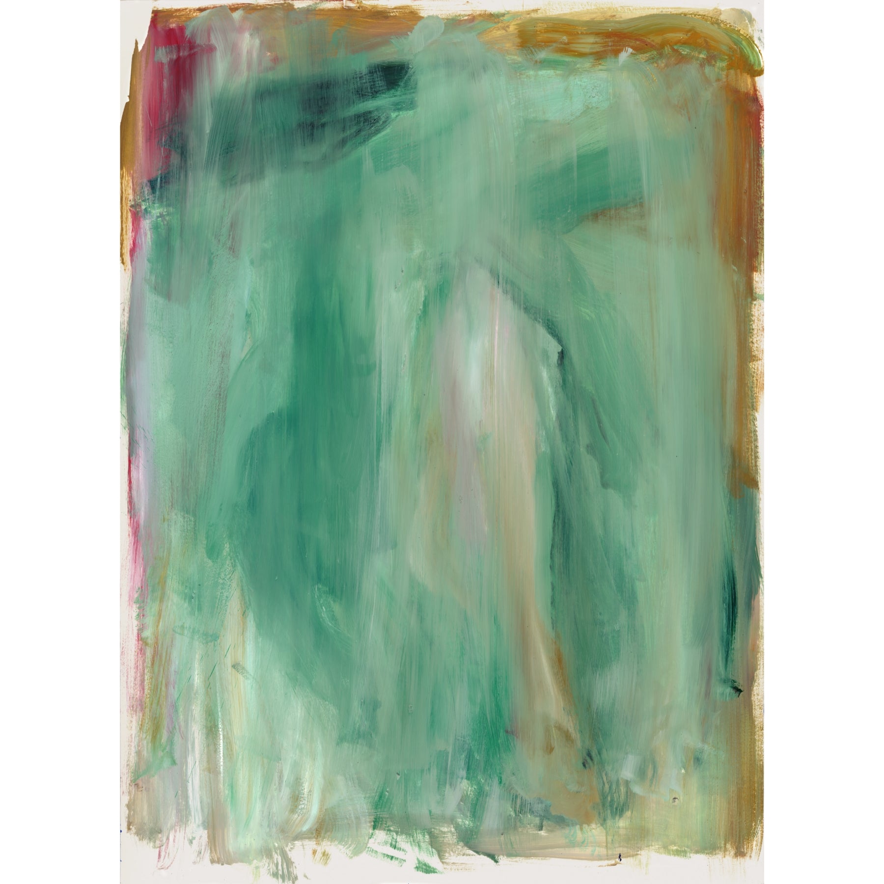 Abstract painting with green and brown tones on a white background Field green 2 – Abstract Canvas Wall Art | Large Luxury Print | Brume Art