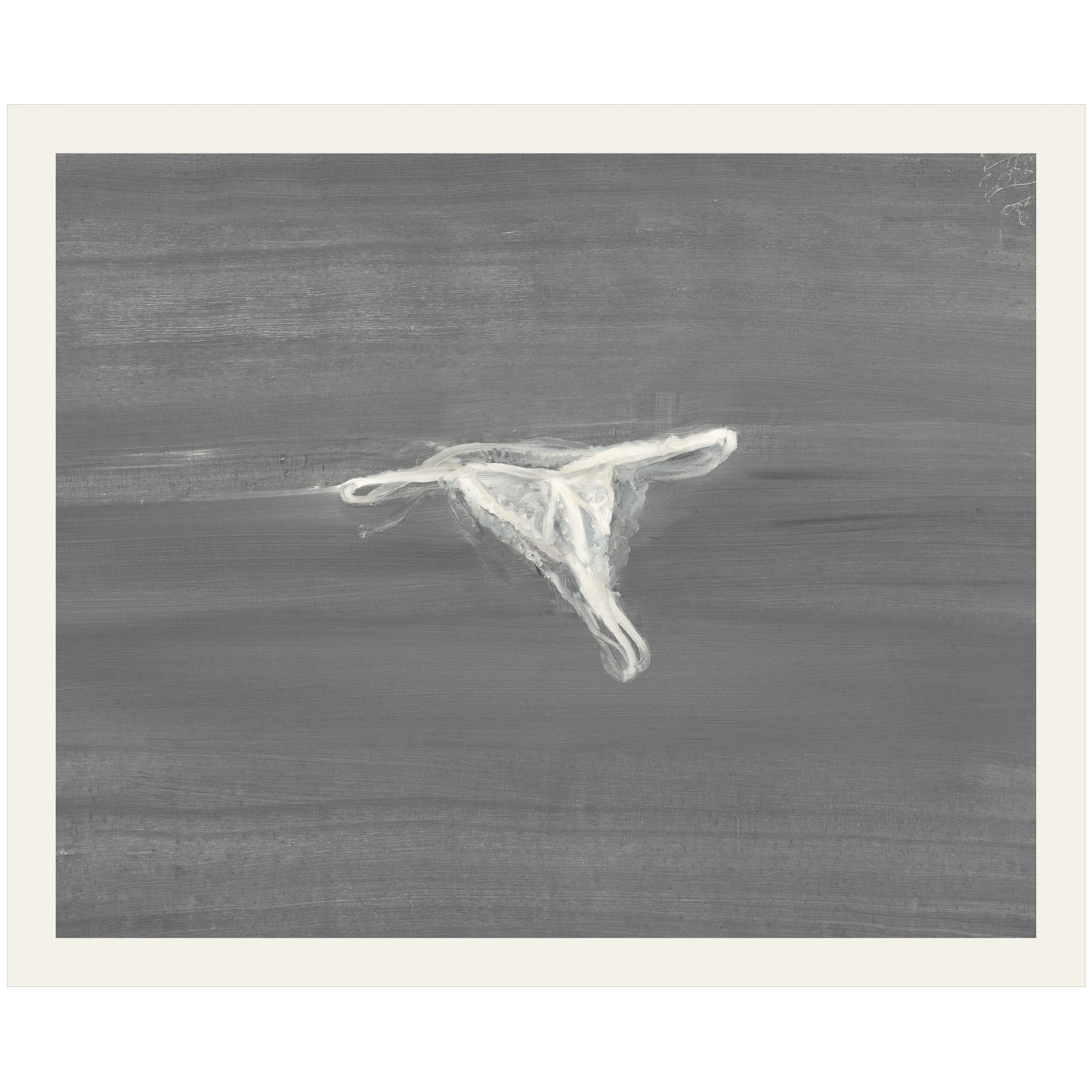 Abstract white drawing on a gray textured background Thong - Minimalist Abstract Canvas Art | Large Luxury Wall Print | Brume Art