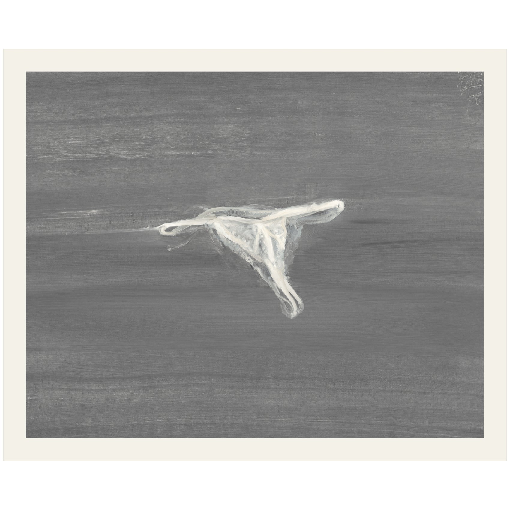 Abstract white drawing on a gray textured background Thong - Minimalist Abstract Canvas Art | Large Luxury Wall Print | Brume Art
