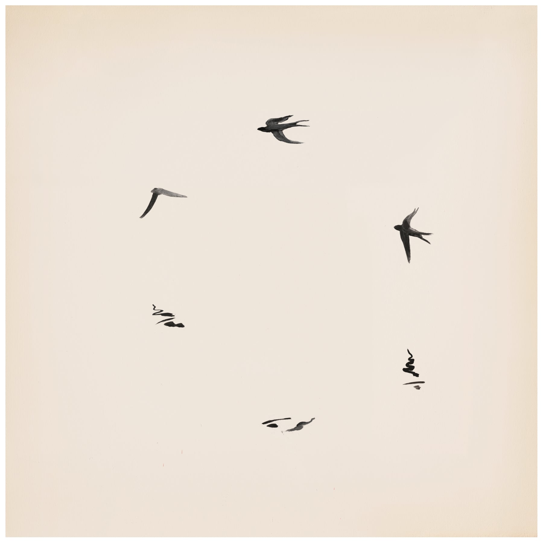 Silhouettes of birds flying against a beige background Birds – Nature Canvas Wall Art | Large Luxury Print | Brume Art