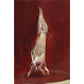 Painting of a dog standing on its hind legs against a red background Suspension – Nature Canvas Wall Art | Large Luxury Print | Brume Art