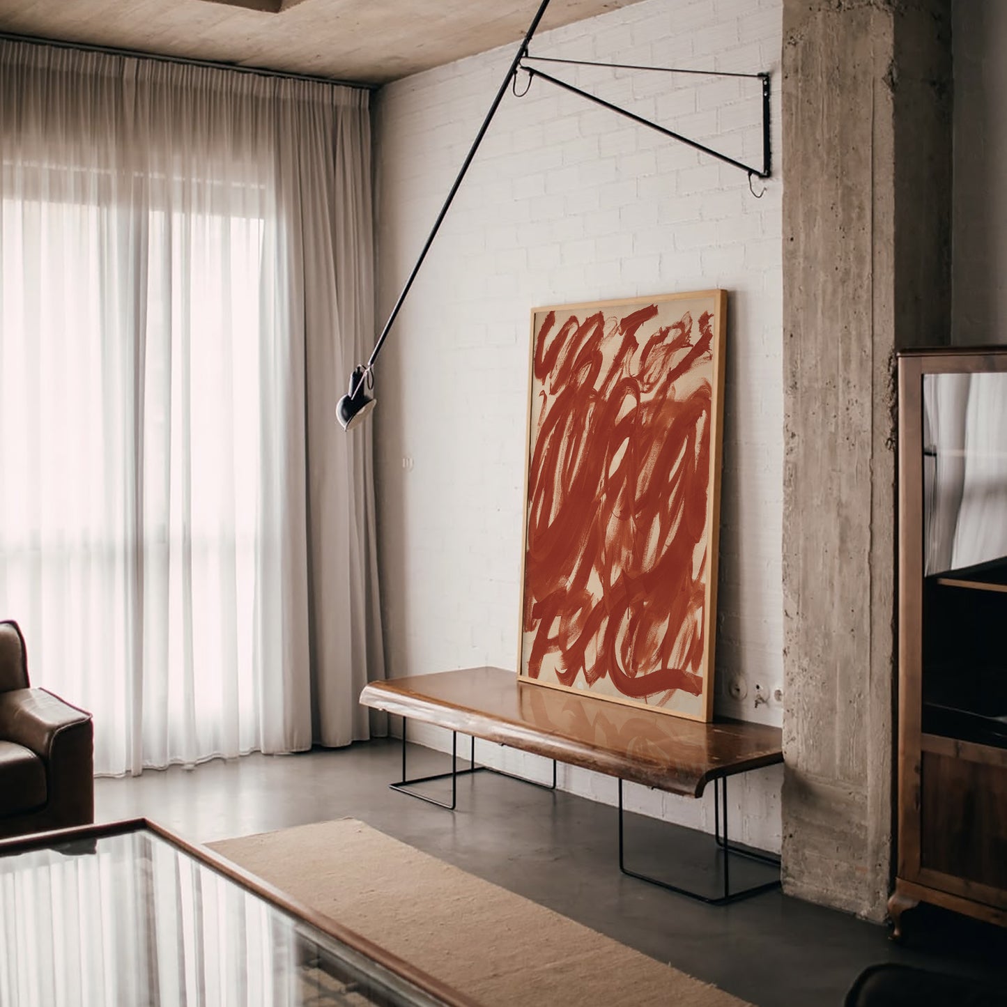 Modern living room with abstract art on a wall Noise 6 – Textured Abstract Canvas Art | Premium Luxury Wall Decor | Brume Art