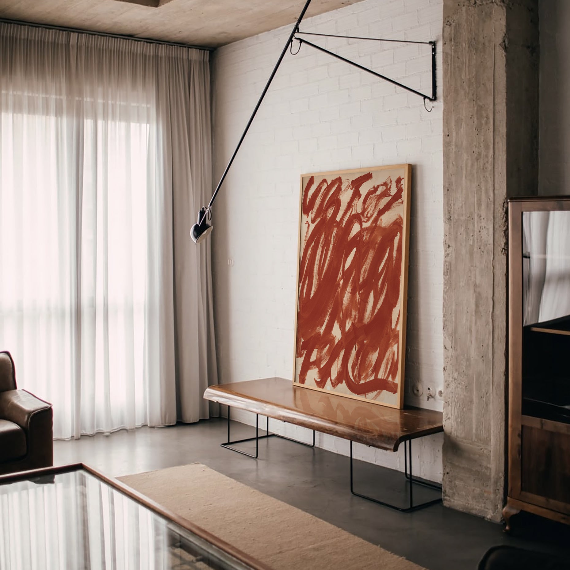 Modern living room with abstract art on a wall Noise 6 – Textured Abstract Canvas Art | Premium Luxury Wall Decor | Brume Art