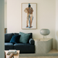 Modern living room with a dark gray sofa, teal cushions, and a wall art piece. Man bathing – Portrait Canvas Wall Art | Large Luxury Print | Brume Art