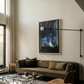 Modern living room with a brown sofa, abstract painting, and glass coffee table. Field black – Landscape Canvas Wall Art | Large Luxury Print | Brume Art