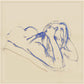 Blue ink drawing of a figure on beige paper Presence 3 – Figurative Abstract Canvas | Premium Wall Art | Brume Art | Luxury Wall Decor | Large Canvas Wall Art | Oversized Wall Hanging-Brume art