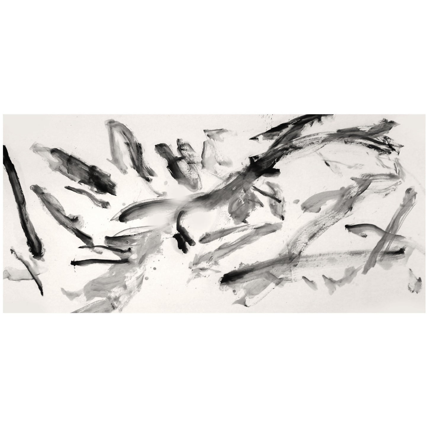 Abstract black and white brushstroke painting on a white background Ink 2 – Abstract Ink Canvas Wall Art | Oversized Luxury Print | Brume Art