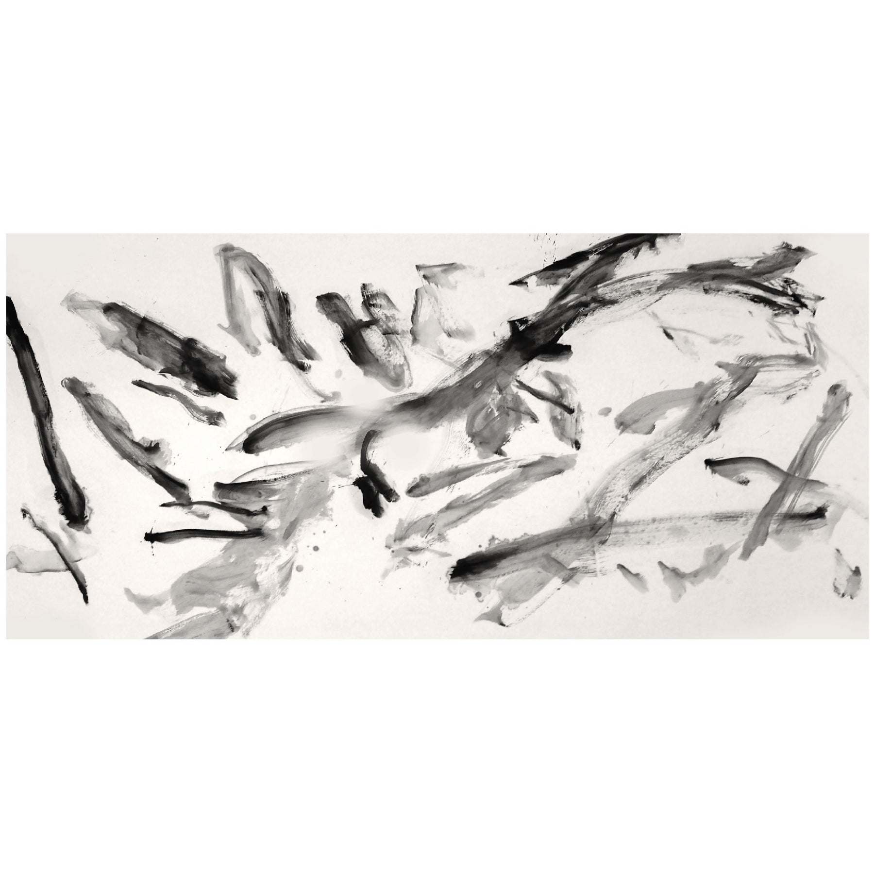 Abstract black and white brushstroke painting on a white background Ink 2 – Abstract Ink Canvas Wall Art | Oversized Luxury Print | Brume Art