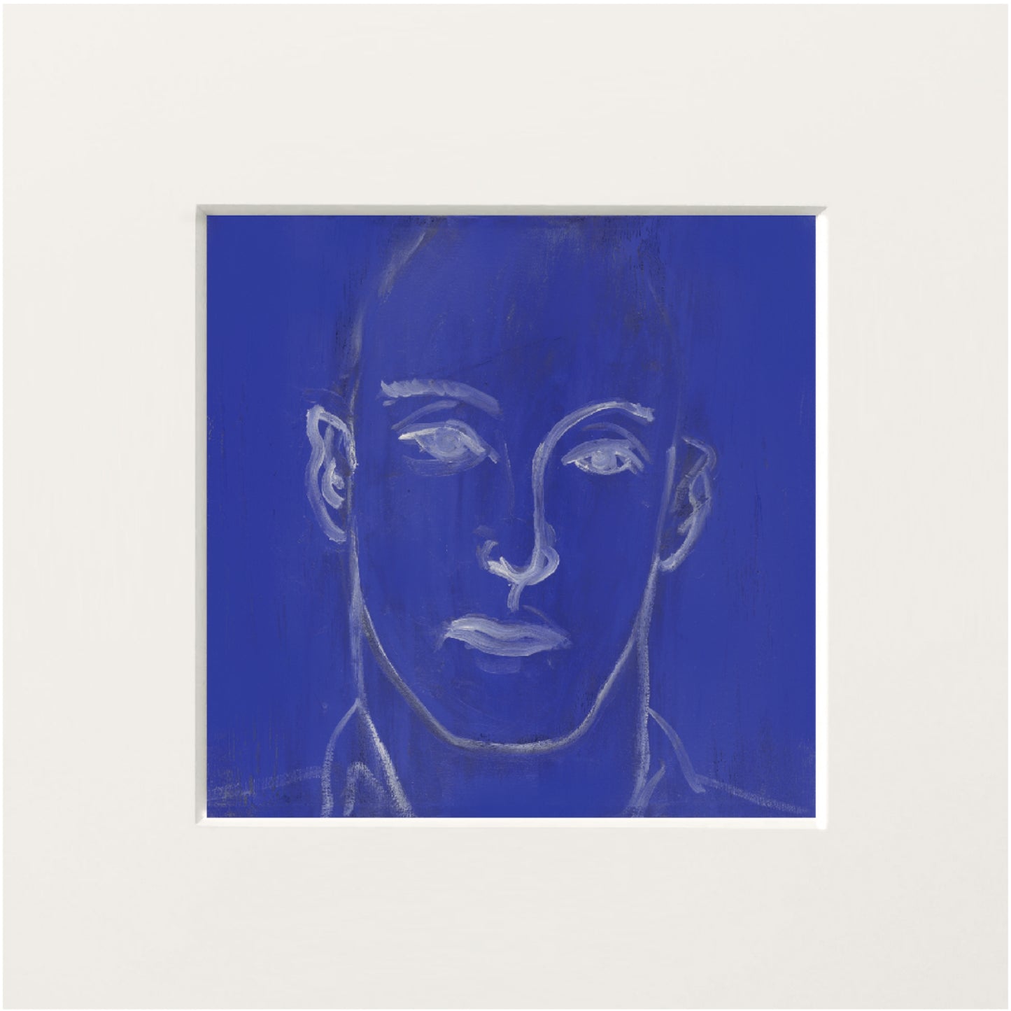 Artistic depiction of a face with blue background Presence 4 – Figurative Abstract Canvas Print | Large Luxury Wall Art | Brume Art