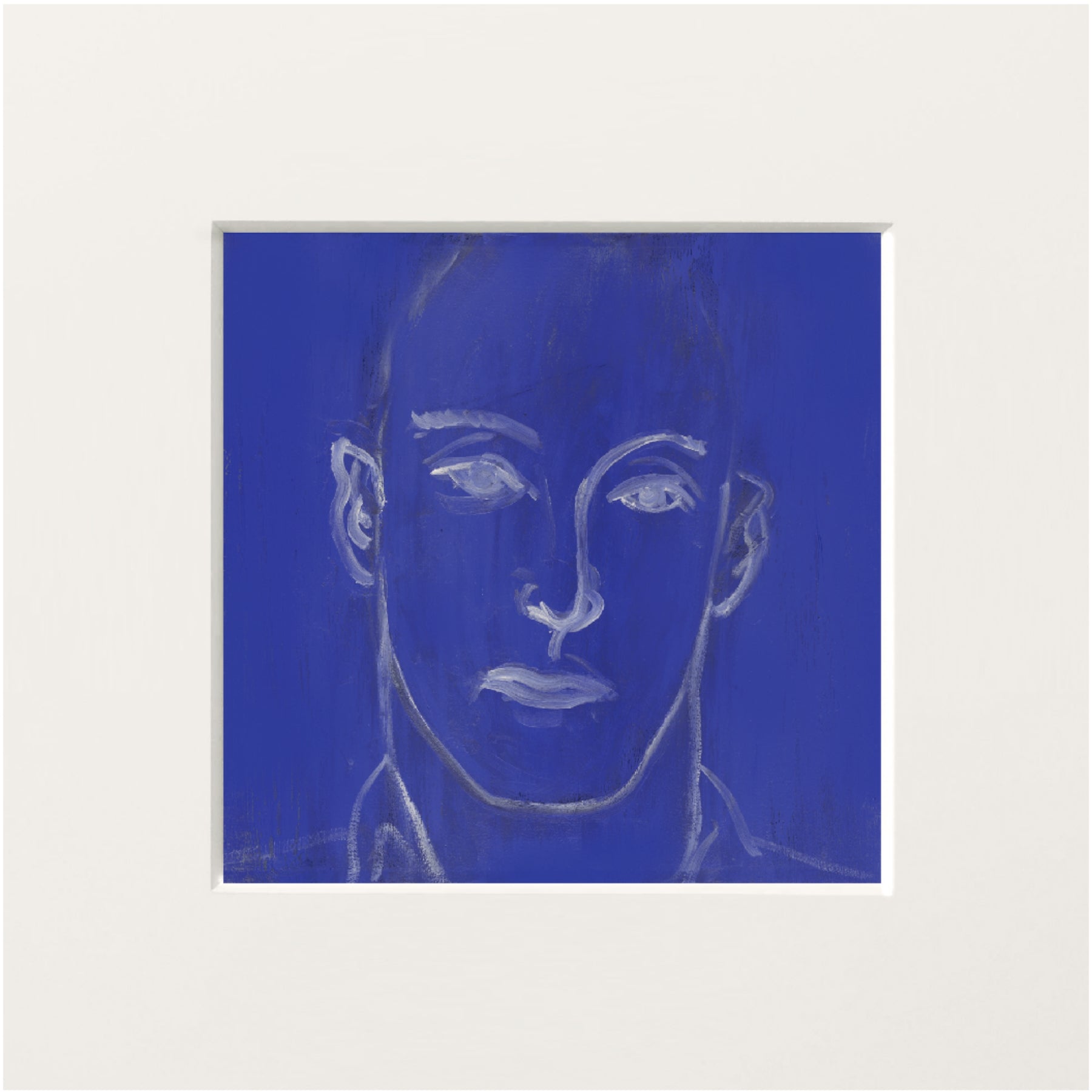 Artistic depiction of a face with blue background Presence 4 – Figurative Abstract Canvas Print | Large Luxury Wall Art | Brume Art