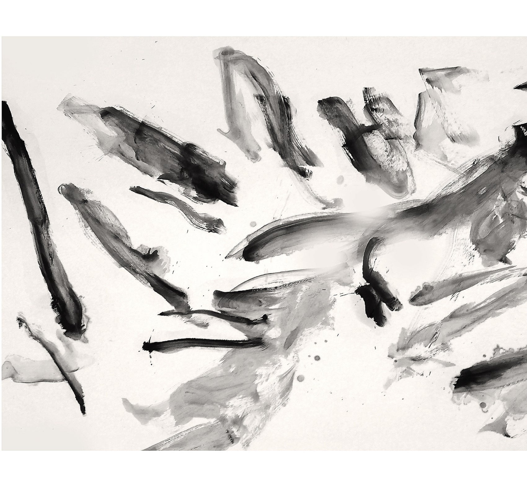 Abstract black and white painting on a textured surface Ink 2 – Abstract Ink Canvas Wall Art | Oversized Luxury Print | Brume Art