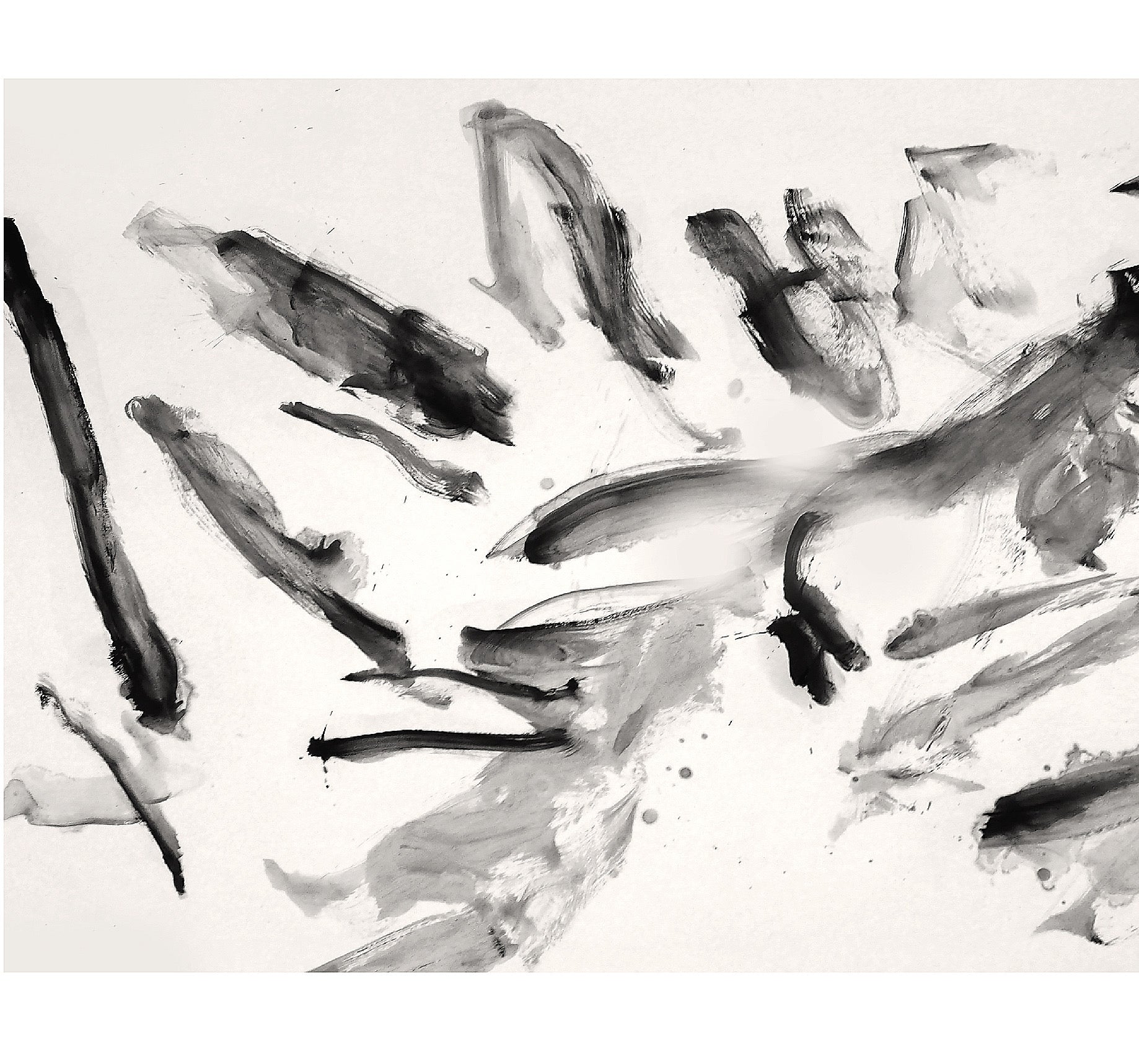 Abstract black and white painting on a textured surface Ink 2 – Abstract Ink Canvas Wall Art | Oversized Luxury Print | Brume Art