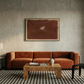 Modern living room with a brown sofa, wooden coffee table, and abstract painting on the wall. silent run – Contemporary Animal Canvas Art | Luxury Wall Decor | Brume Art