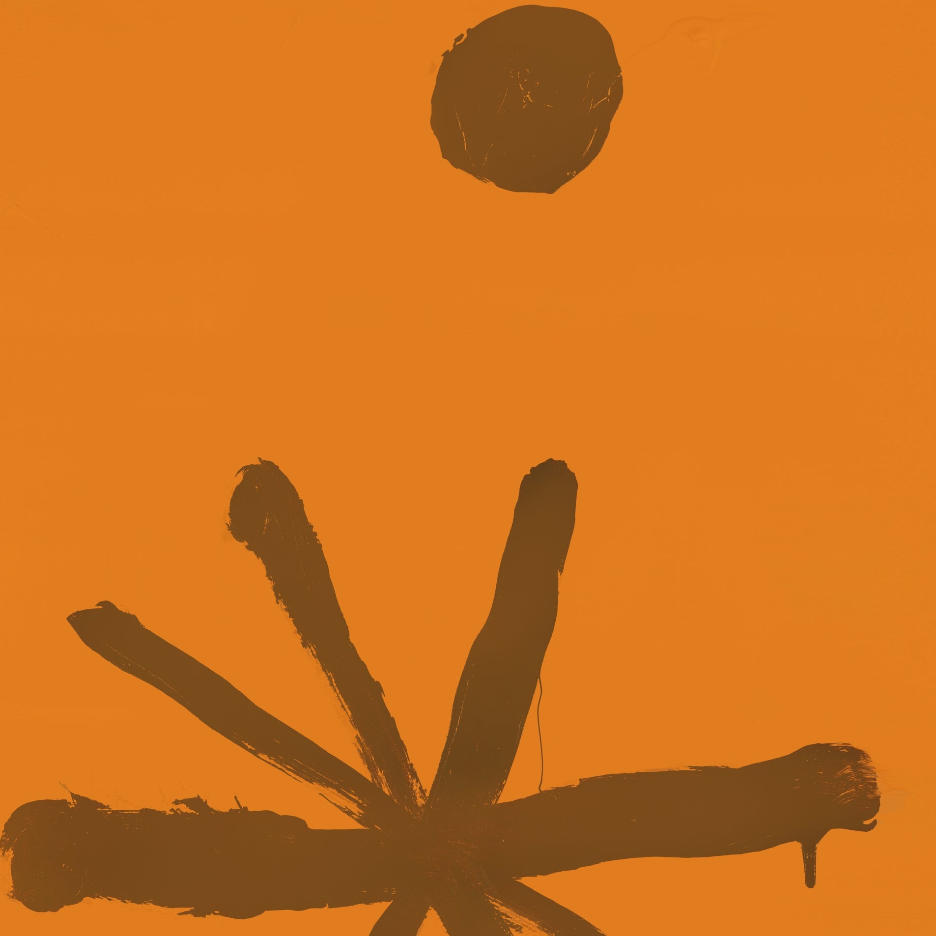 Abstract art with brown shapes on an orange background Marks – Bold Abstract Canvas Wall Art | Premium Luxury Print | Brume Art