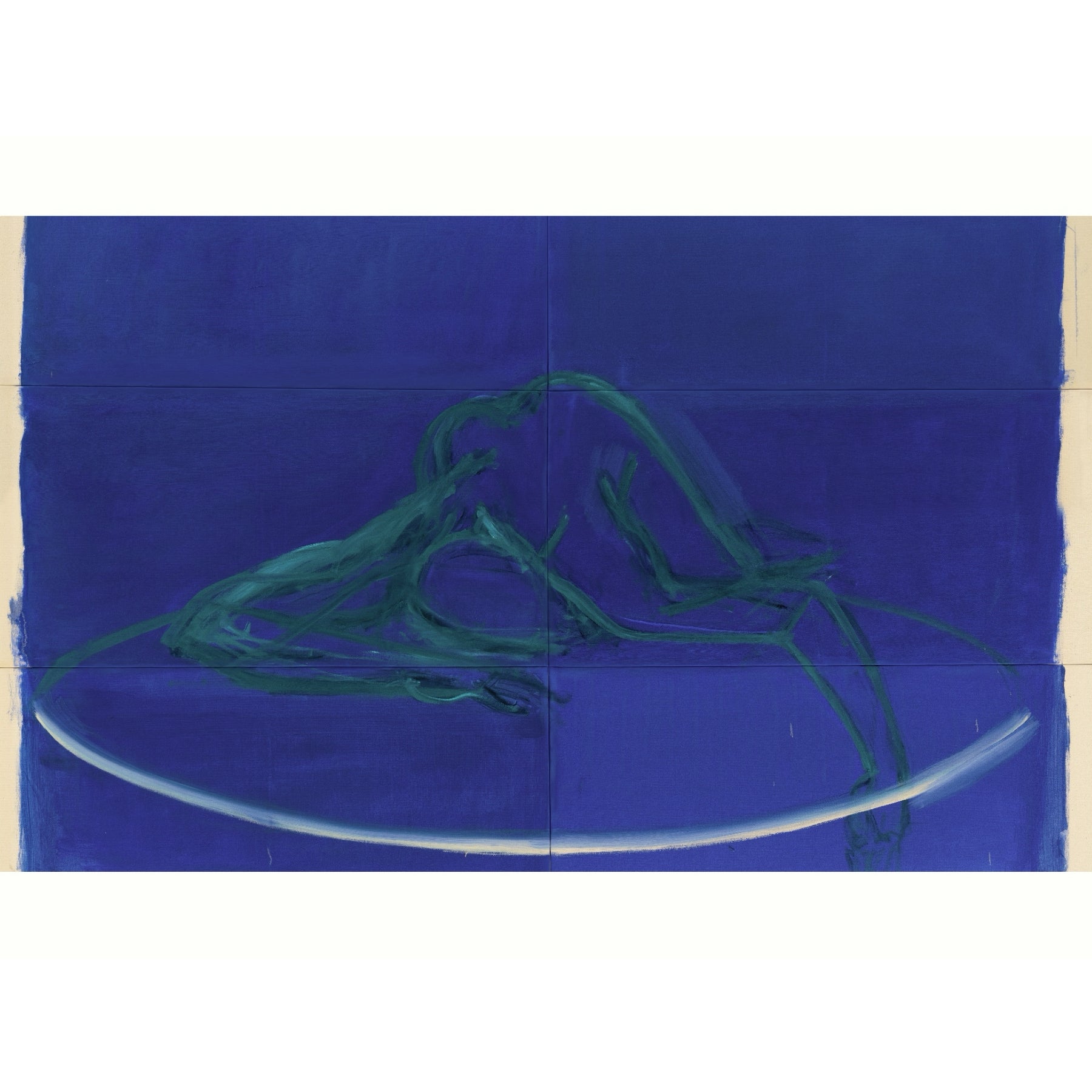 Green fishing net on a blue background